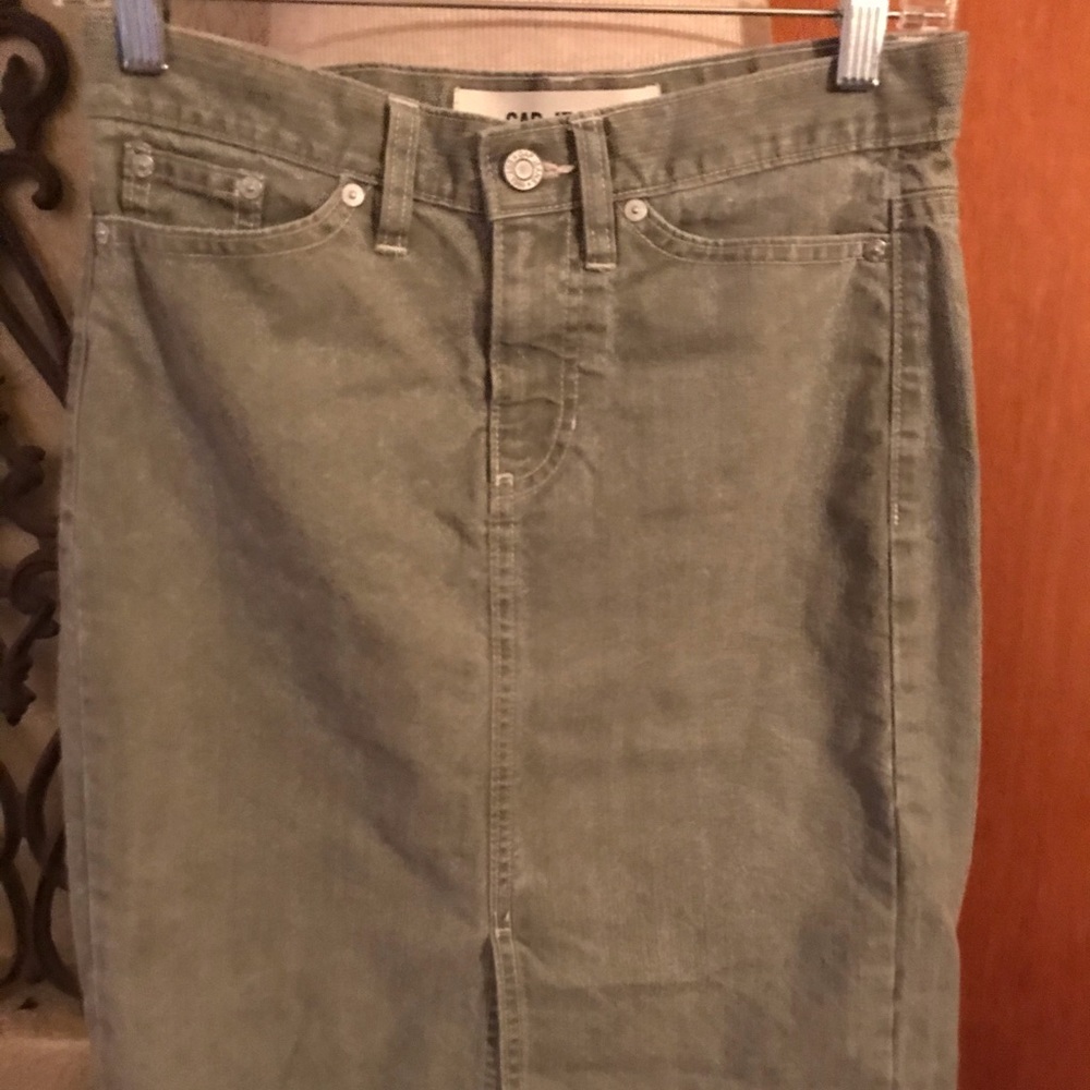 Light sage color denim pencil skirt